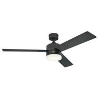 View 52" Matte Black Reversible 3 Blade Indoor LED Ceiling Fan with Remote Control