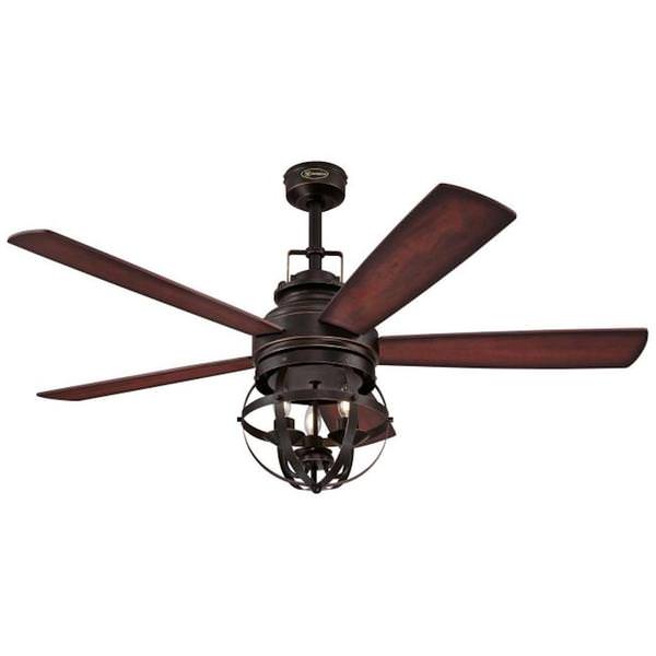 52" Oil Rubbed Bronze Reversible 5 Blade Indoor LED Ceiling Fan with Remote Control
