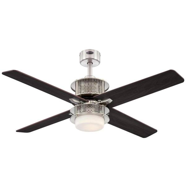48" 16 watt 3000K Brushed Nickel Opal Frosted Glass Reversible Plywood Blades Reverse Airflow LED
