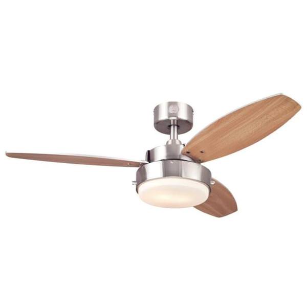 42" Brushed Nickel Reversible Three-Blade Indoor LED Ceiling Fan