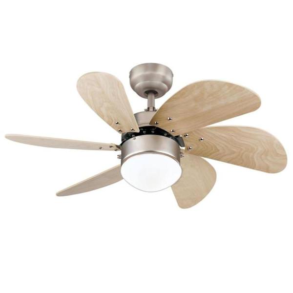 30"  Brushed Aluminum Indoor Light Maple Blades LED Ceiling Fan