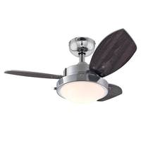 View 30" Chrome Reversible 3 Blade Indoor LED Ceiling Fan with Remote Control