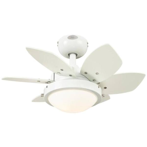 24" White 6 Reversible Blade Indoor LED Ceiling Fan