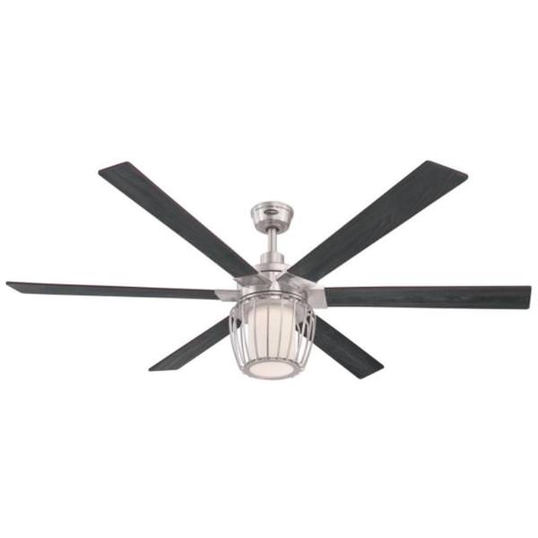 60" Brushed Nickel 6 Reversible Blade Indoor LED Ceiling Fan