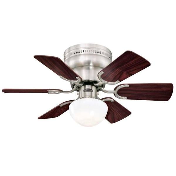 30" Brushed Nickel 6 Reversible Blade Indoor LED Ceiling Fan