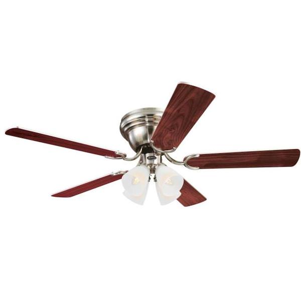 52" Brushed Nickel Indoor Reversible 5 Blade LED Ceiling Fan