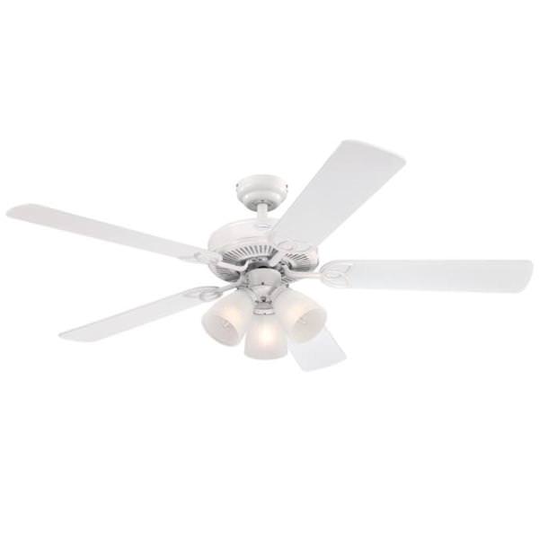 52" White Reversible Five-Blade Indoor LED Ceiling Fan