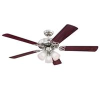 View 52" Brushed Nickel Reversible 5 Blade Indoor LED Ceiling Fan
