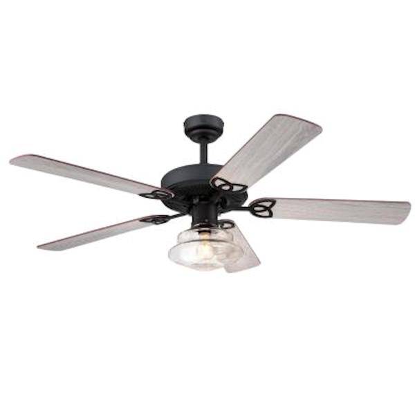52" Matte Black Reversible 5-Blade Indoor Ceiling Fan
