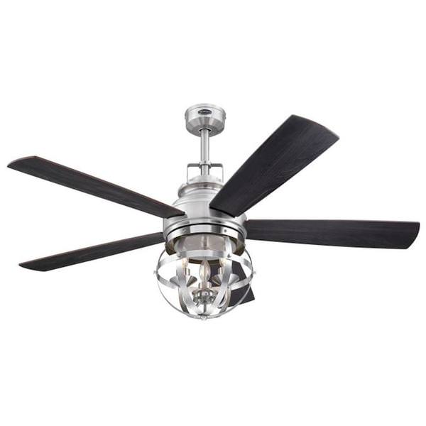 52" Brushed Nickel Reversible 5 Blade Indoor LED Ceiling Fan