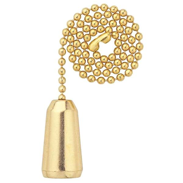 12" Polished Brass Pull Chain with Brass Tear Drop
