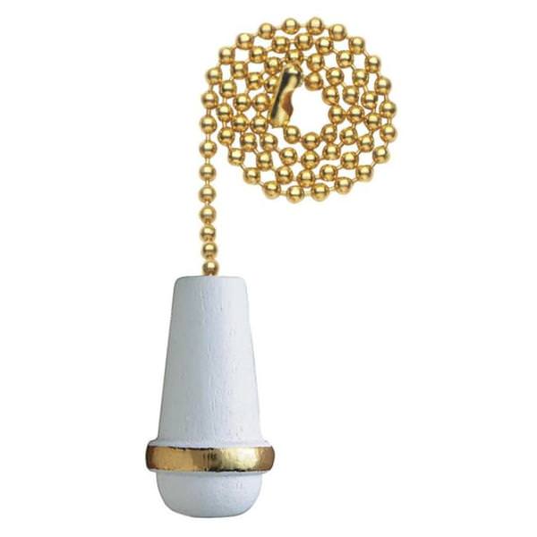 12" Gold Beaded Chain with White Finish Cone Handle