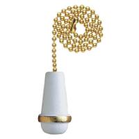 Westinghouse 12" Gold Beaded Chain with White Finish Cone Handle
