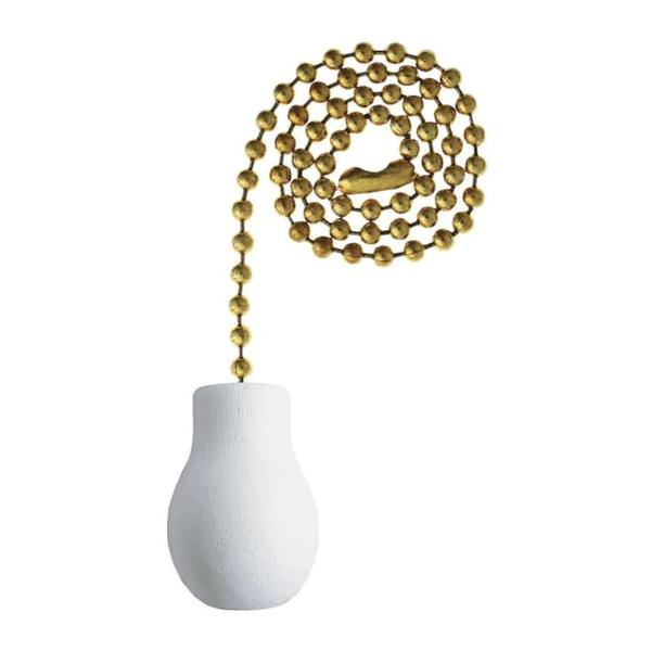 12" Pull Chain White Wood Knob