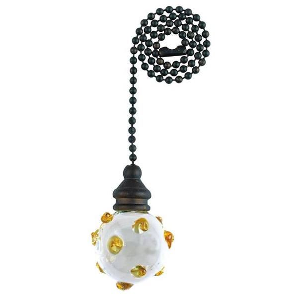 12" Oil Rubbed Bronze Beaded Chain with Glass Orb Handle