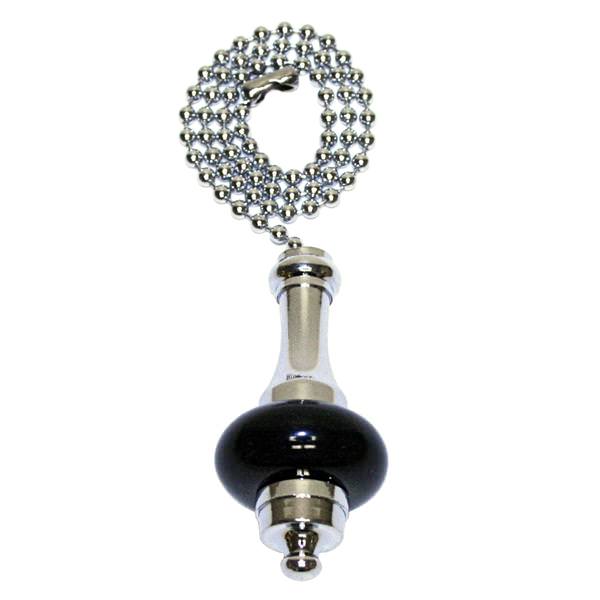 Pull Chain with Chrome and Black Ceramic Design