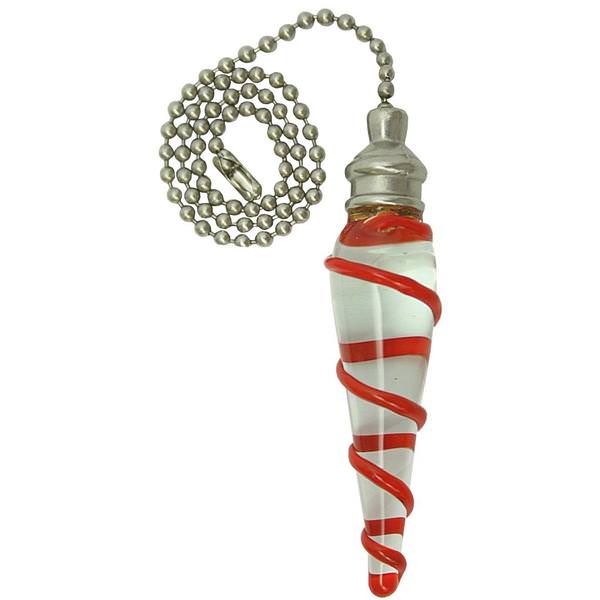 12" Red Spiral Glass Pull Chail