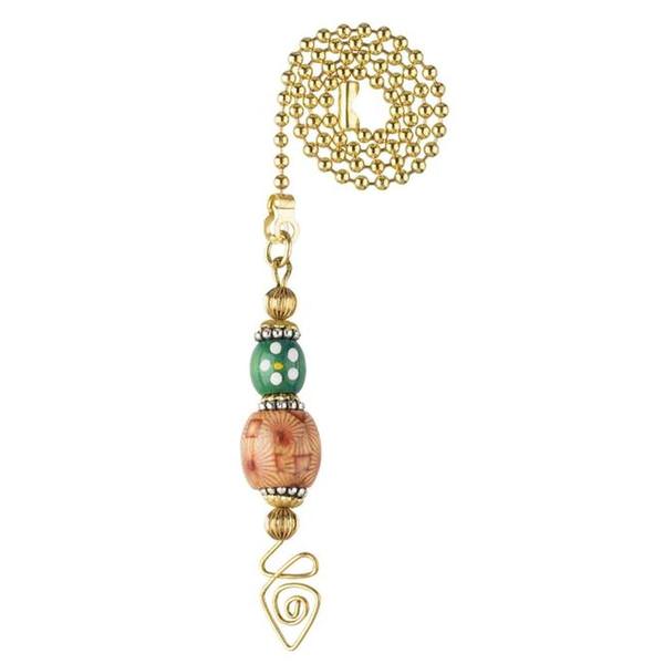 12" Beaded Chain with Orange & Green Beaded Handle