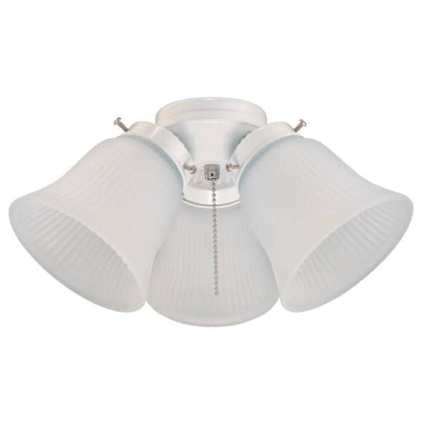 3 Light White Fitter Glass Shade LED Ceiling Fan Light Kit