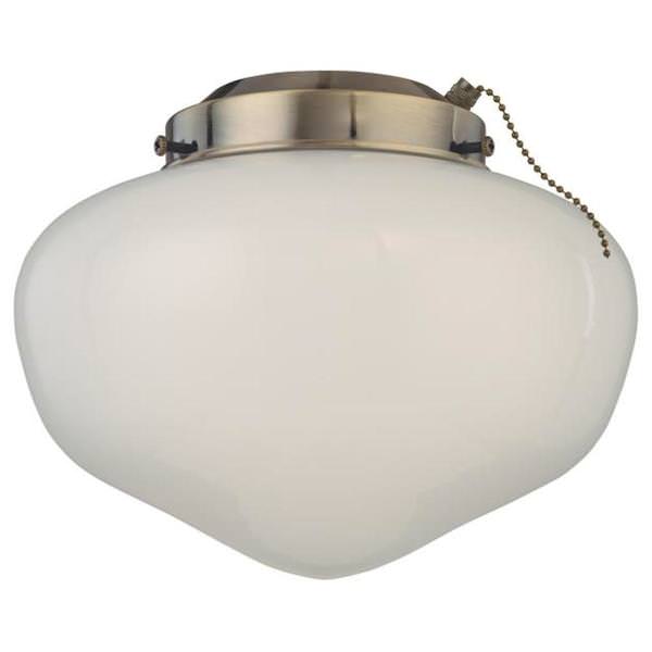 1 Light Antique Brass Fitter Schoolhouse Glass LED Ceiling Fan Light Kit