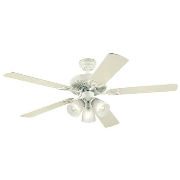 52" White Reversible 5 Blade Indoor Ceiling Fan