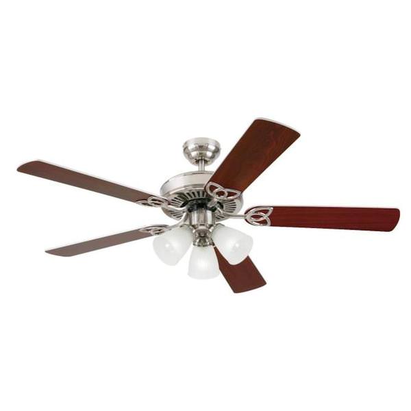 52" Vintage Brushed Nickel Reversible Five-Blade Indoor Ceiling Fan