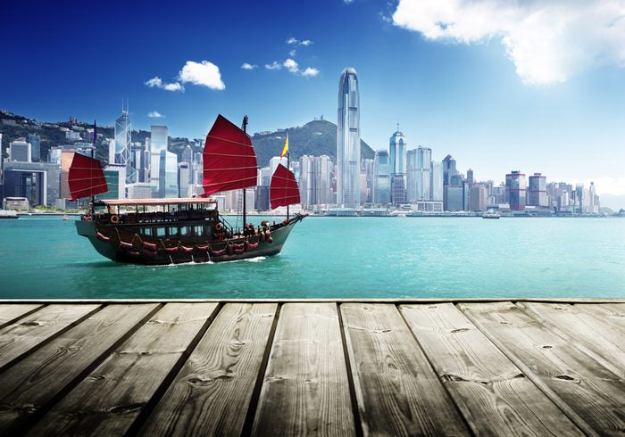 singapore skyline and boat