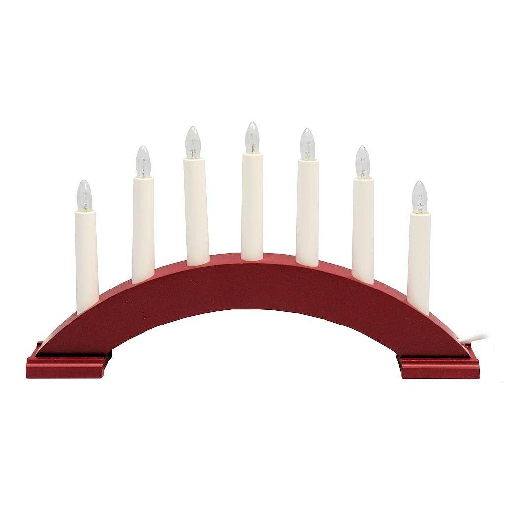 15.4" x 8.7" 7 Light Electric Red Decor Wooden Bea Swedish Candelabra / Candlestick 1