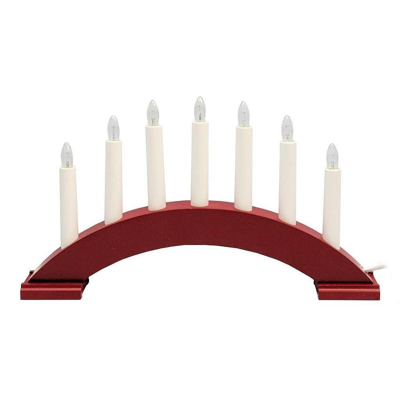 15.4" x 8.7" 7 Light Electric Red Decor Wooden Bea Swedish Candelabra / Candlestick 1