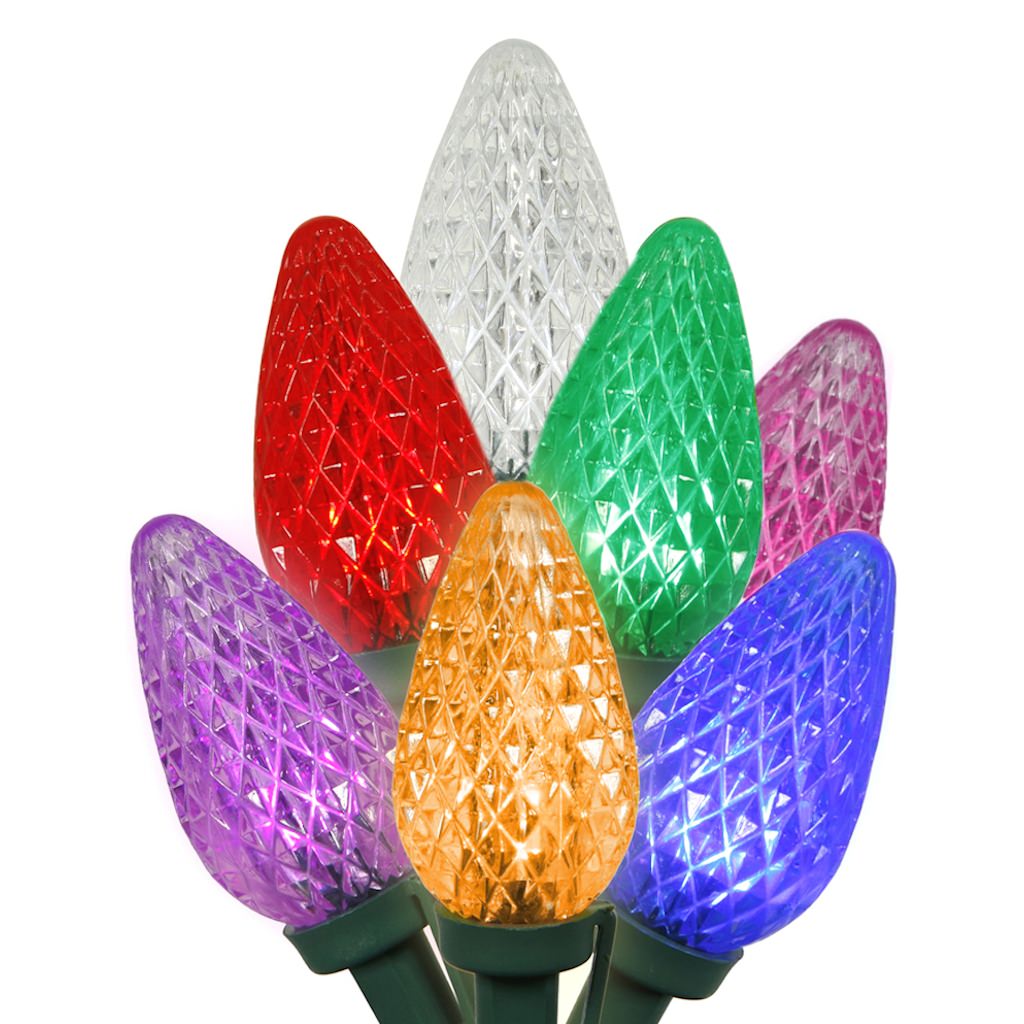 25 Light 16' Green Wire Multi-Color LED C9 String with 8" Spacing 1