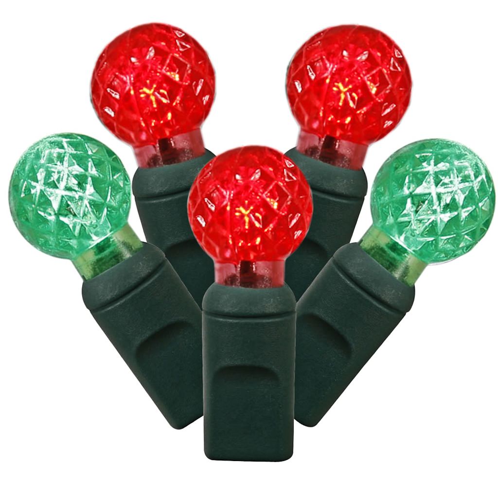 50 Light 25' Green Wire Red / Green G12 Berry LED String with 6" Spacing 1