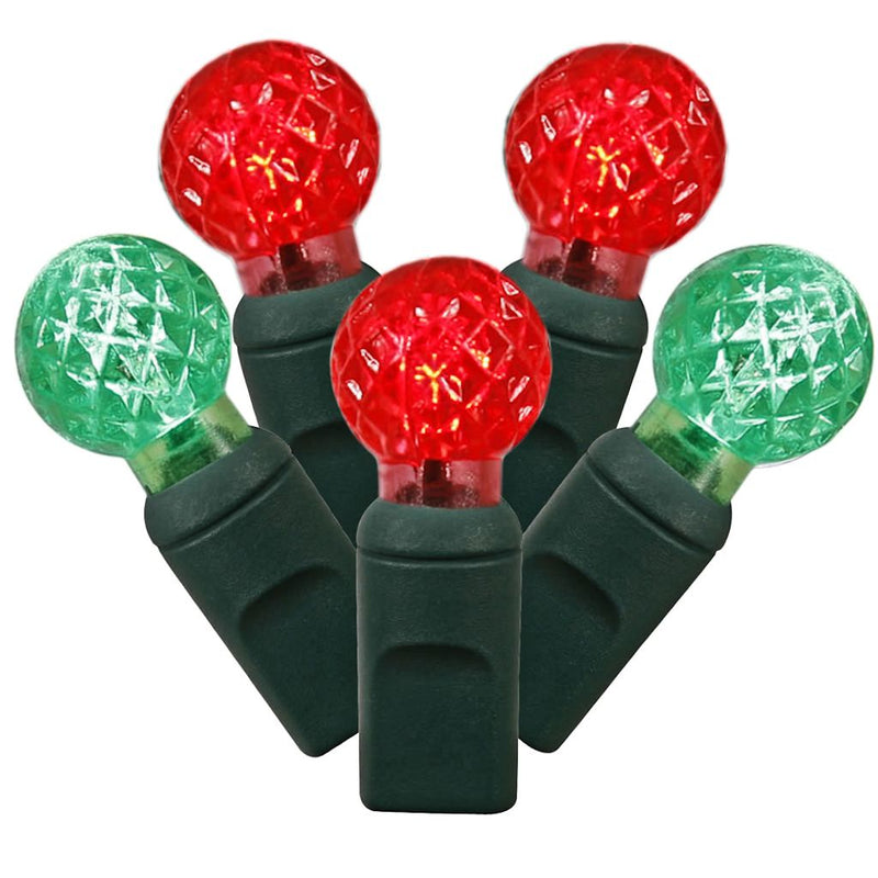50 Light 25' Green Wire Red / Green G12 Berry LED String with 6" Spacing 1
