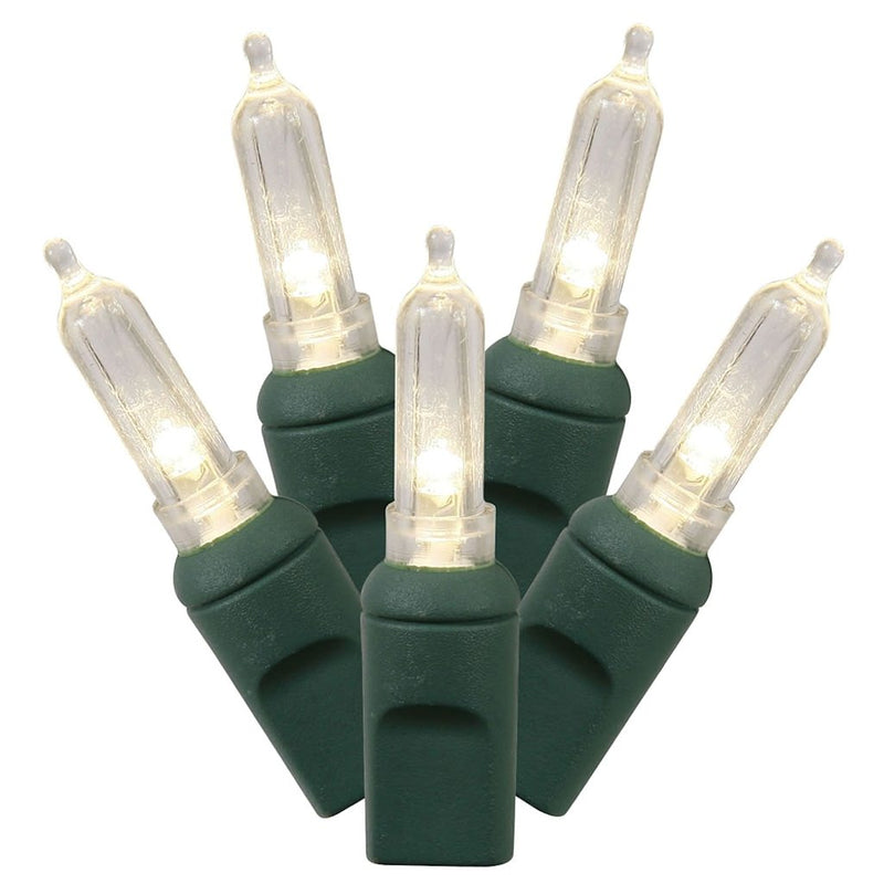 100 Light 34' Green Wire Warm White Italian LED String with 4" Spacing 1