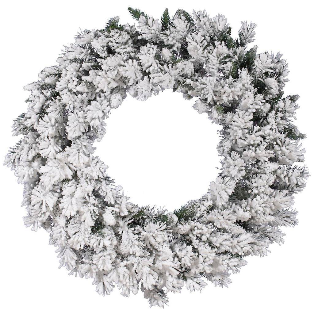 48" Artificial Flocked Snow Ridge Unlit Wreath 1