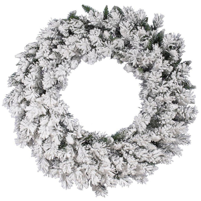 48" Artificial Flocked Snow Ridge Unlit Wreath 1