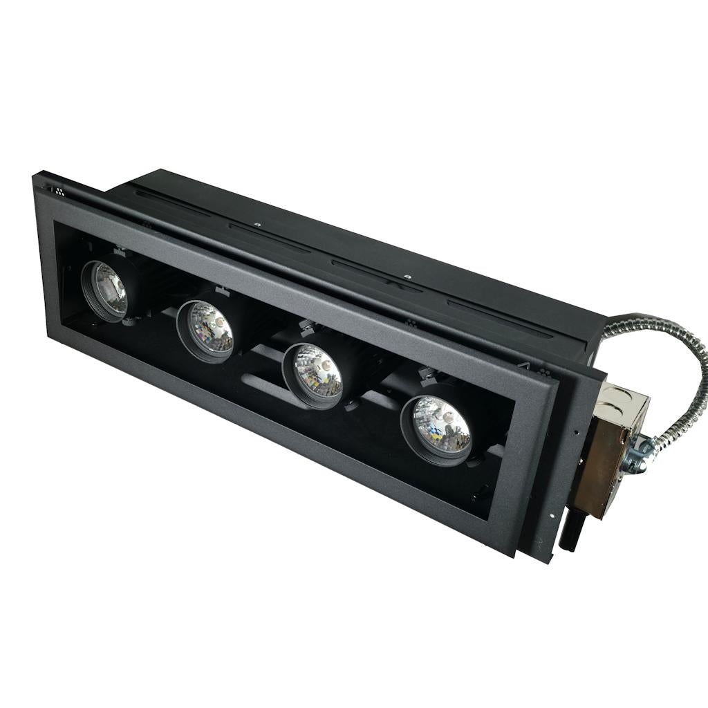 ConTech 4 Light 3000K Matte Black Recessed Adjustable Downlight Fixture