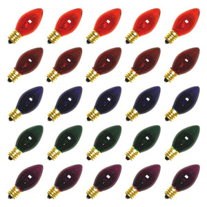 5 watt 130 volt C7 Candelabra Screw Base Transparent Multi-Color (25 pack)