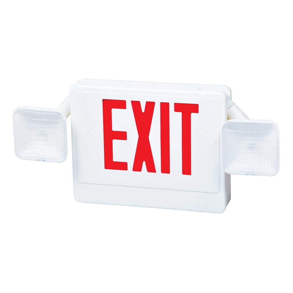 Fulham 10 watt 120/277 volt LED White Housing Red Letters Exit and Emergency Light Combo