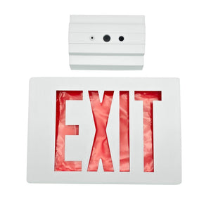 120/277 volt Aluminum Housing White Panel Red Letters Stencil LED Exit Sign