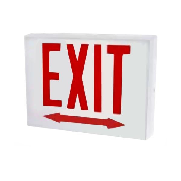 Philips Chicago Steel Exit Housing Battery Single Face, No Arrow Red Letters - White Background