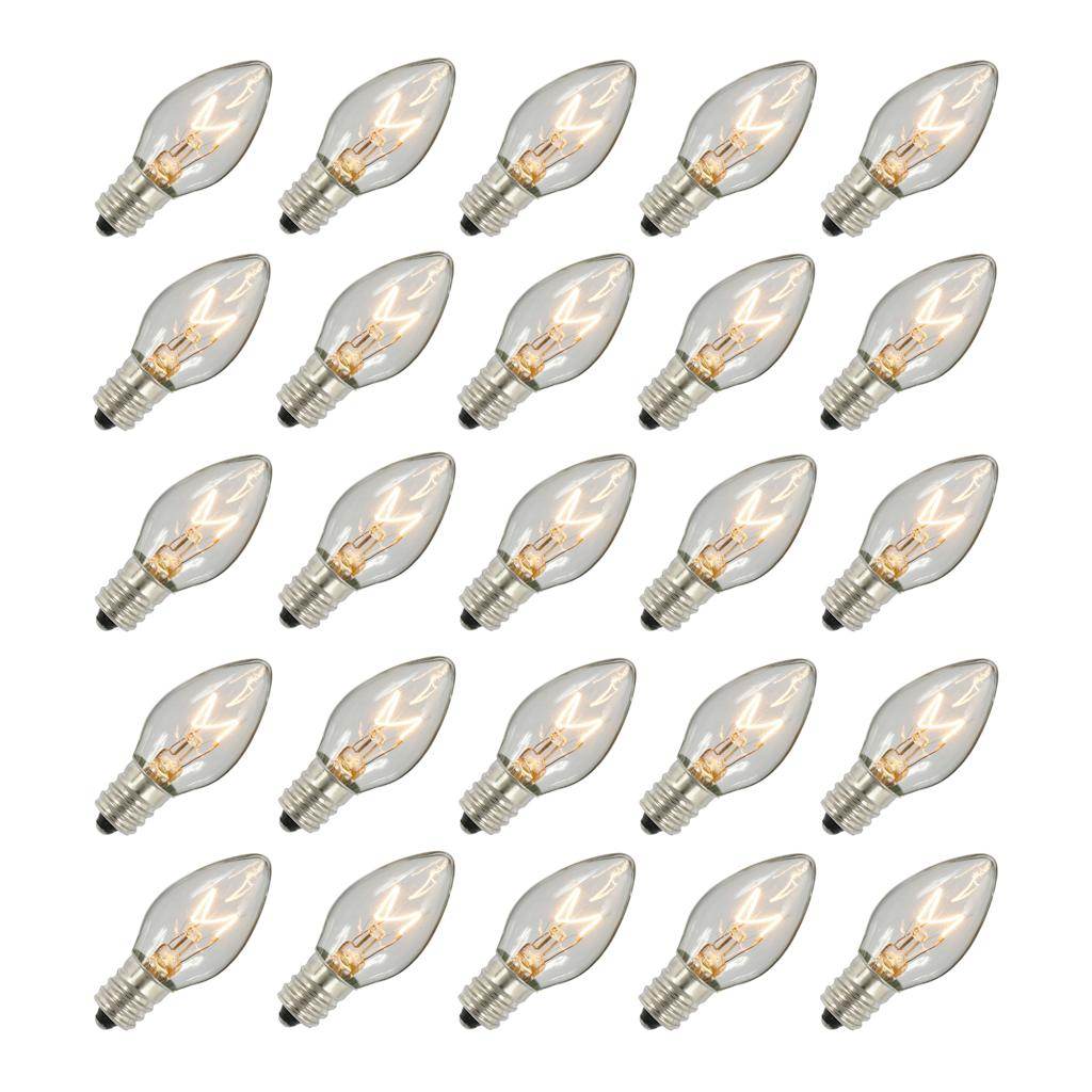 5 watt 130 volt C7 Candelabra Screw Base Clear (25 pack)
