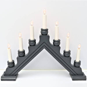 16.5" x 13" 7 Light Electric Graphite Wooden Karin Swedish Candelabra / Candlestick - Image 2
