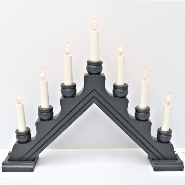 16.5" x 13" 7 Light Electric Graphite Wooden Karin Swedish Candelabra / Candlestick - Image 2