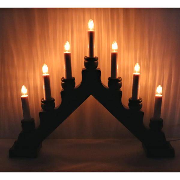 16.5" x 13" 7 Light Electric Graphite Wooden Karin Swedish Candelabra / Candlestick - Image 3