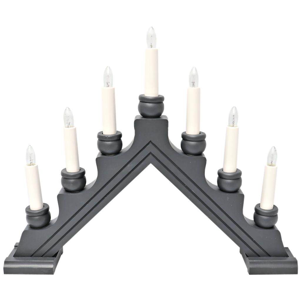 16.5" x 13" 7 Light Electric Graphite Wooden Karin Swedish Candelabra / Candlestick