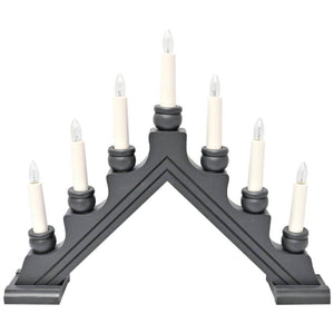 16.5" x 13" 7 Light Electric Graphite Wooden Karin Swedish Candelabra / Candlestick