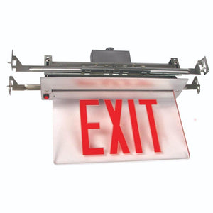 Clear Panel / Red Letters Double Face Backup Battery Edge-Lit LED Exit Sign