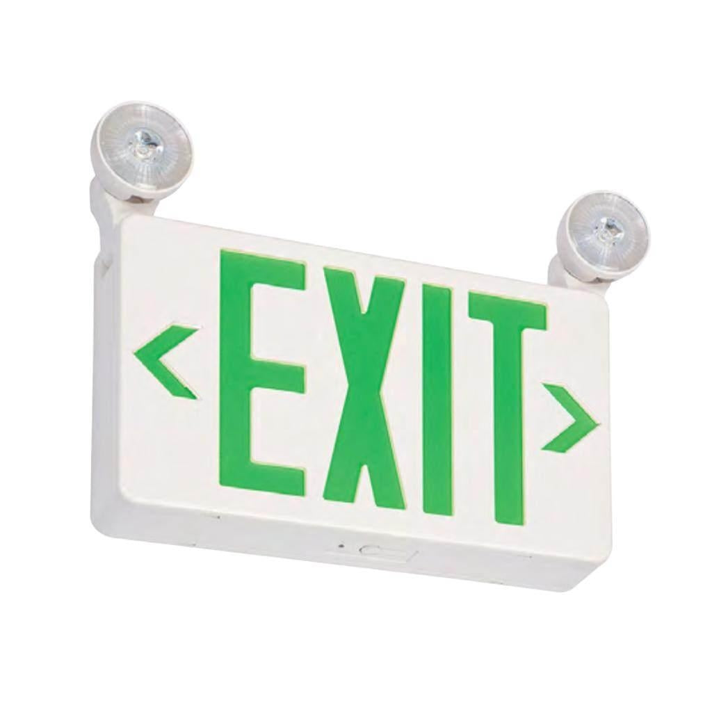 2/1 watt 3.6 volt White Panel / Green Letters LED Exit/Emergency Light