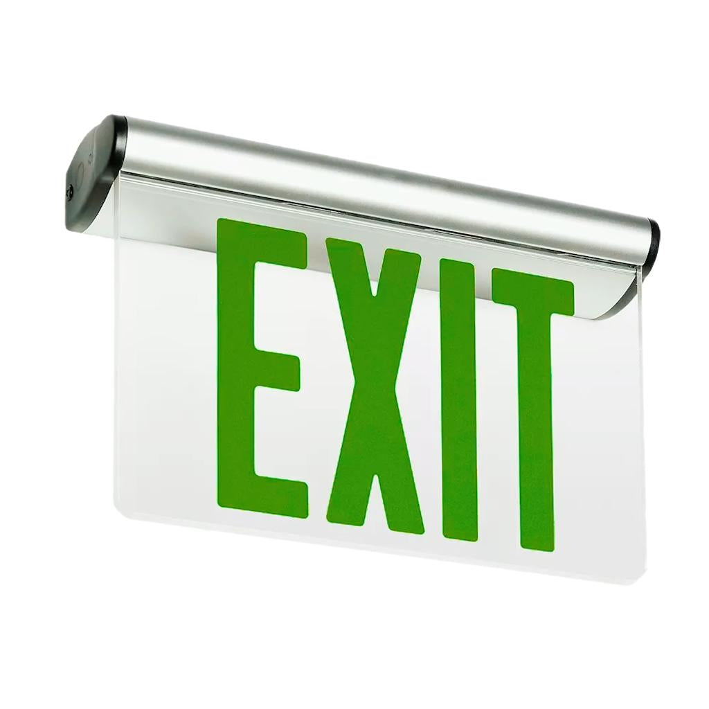 Philips 120/277 volt Double Face White Green Letters 44R Series Clear Background Edge-Lit LED