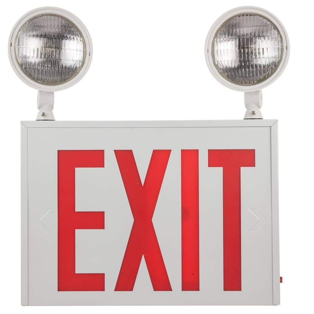 2 Light 4.5 watt 120/277 volt White Panel / Red Letters Exit/Emergency Combo Light